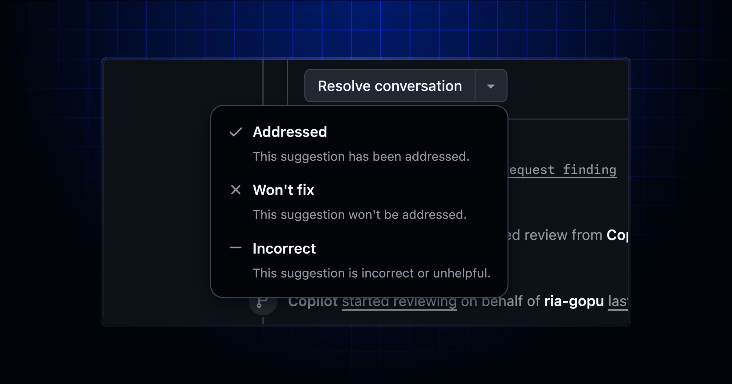 Copilot code review 拡張のヘッダーイメージ