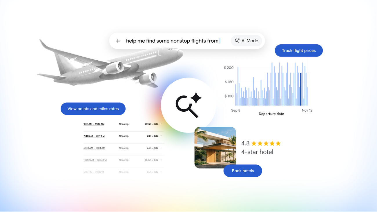 AI Modeの新旅行機能を紹介するヒーローイメージ